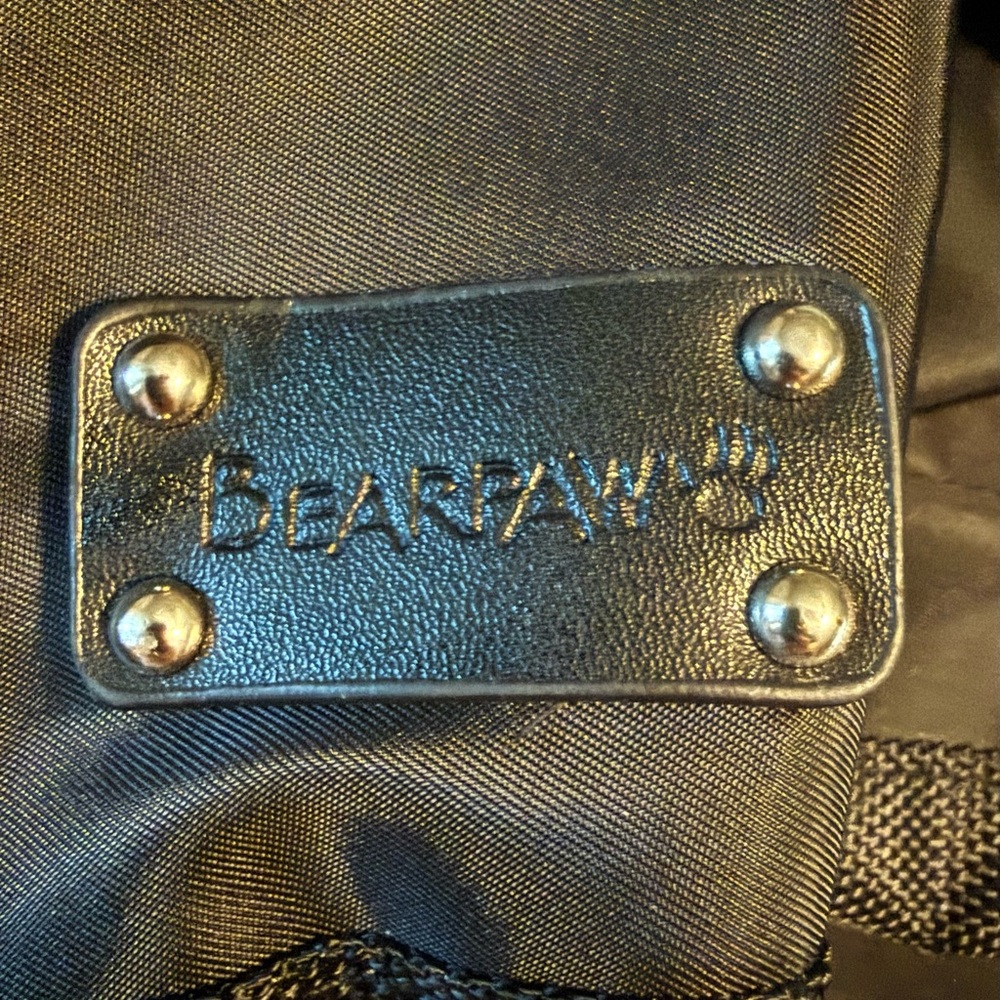 BearPaw Black Nylon Tote Bag with Front Drawstring Pocket Travel Work - Picture 5 of 11